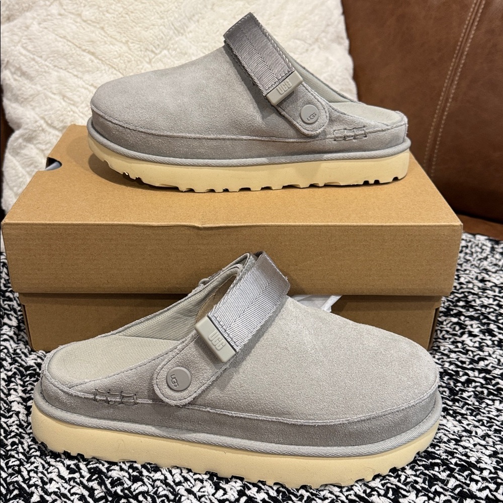 UGG Golden Star Clogs 7.5 Gray Women's adjustable strap New in Box Ships FAST!